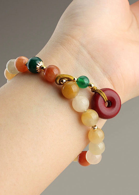 Beautiful Red Jade Red Agate Green Agate Chalcedony Gourd Cinnabar Charm Bracelet