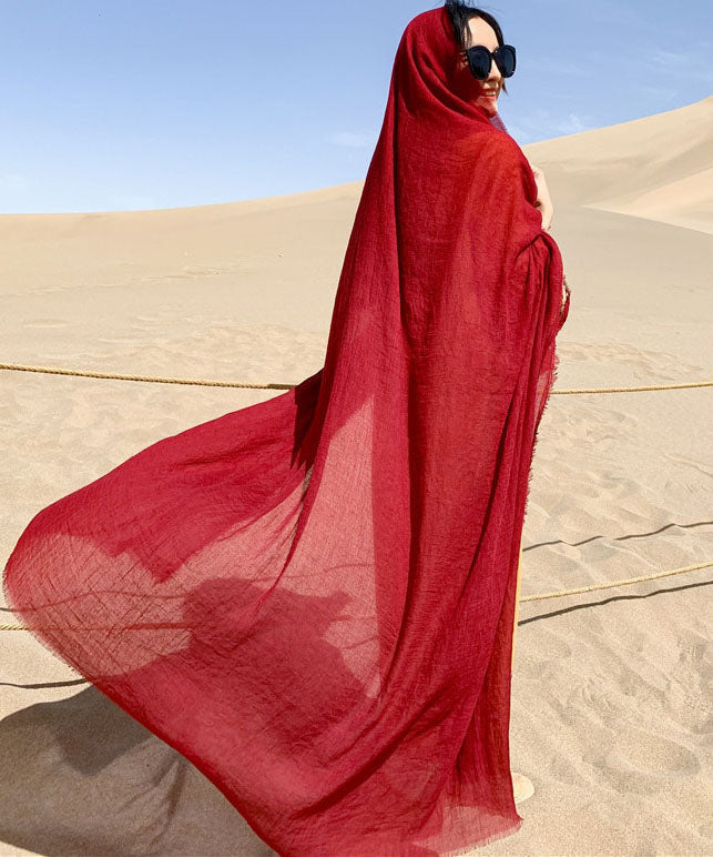 Beautiful Red Oversized Solid Linen Beach Scarf