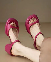 Beautiful Rose Peep Toe Splicing Chunky Slide Sandals