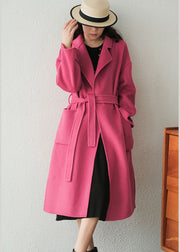 Beautiful Rose Peter Pan Collar Sashes Woolen Coats Winter