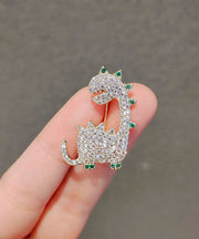 Beautiful Silk Alloy Zircon Dinosaur Brooches