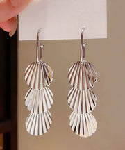 Beautiful Silk Metal Alloy Shell Flower Drop Earrings