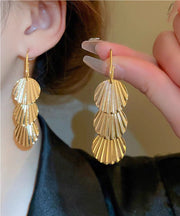 Beautiful Silk Metal Alloy Shell Flower Drop Earrings