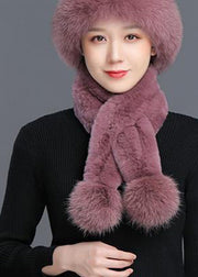 Beautiful Taro Purple Rabbit Hair Leather And Fur Cloche Hat