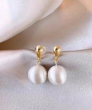 Beautiful White Metal Alloy Spherical Drop Earrings