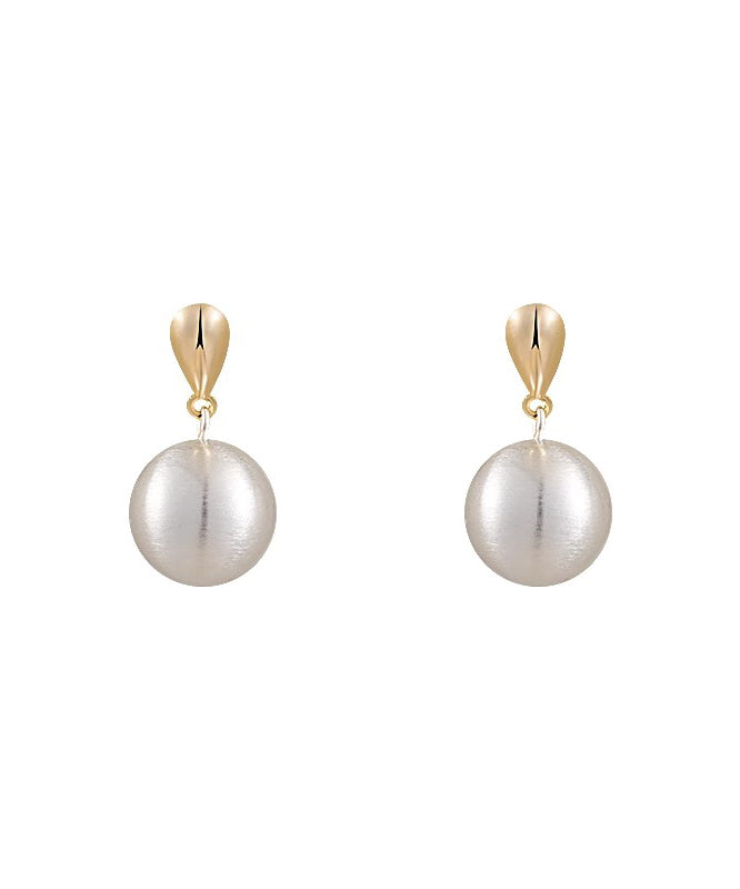 Beautiful White Metal Alloy Spherical Drop Earrings