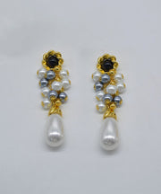 Beautiful White Sterling Silver Alloy Pearl Drop Earrings