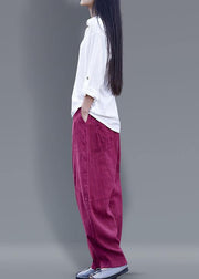 Beautiful harem pants cotton Boho Work Outfits burgundy long pants - bagstylebliss