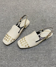 Beige Flat Sandals Buckle Splicing Stylish Versatile