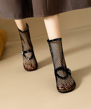 Black Boots Hollow Out Breathable Mesh Casual Splicing