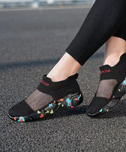 Black Breathable Mesh Casual Splicing Flat Shoes For Plus Size