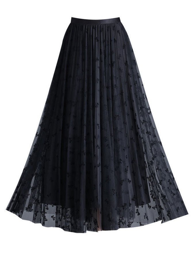 Black Butterfly Tulle A Line Skirts Wear On Both Sides Spring