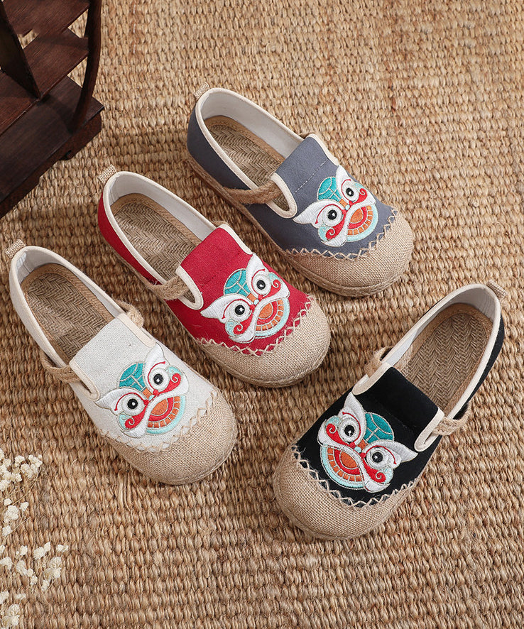 Black Comfy Bohemian Embroidery Flat Feet Shoes