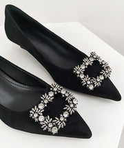 Black Comfy Splicing Kitten Shoes Pointed Toe Women