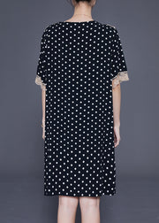 Black Dot Print Cotton Vacation Dresses Oversized Summer