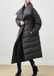 Black Duck Down Winter Coats Asymmetrical Peter Pan Collar Winter