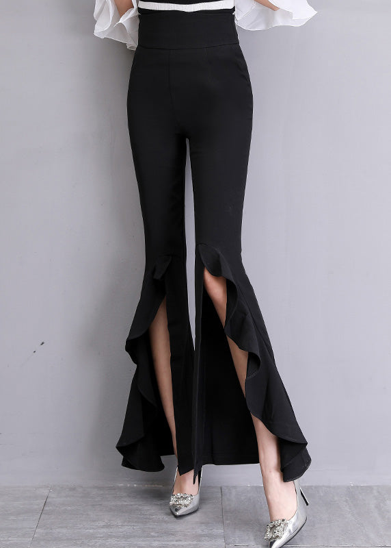 Black High Waist Bell Bottomed Trousers Summer