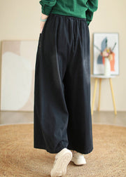 Black High Waist Pockets Denim Wide Leg Pants Pockets Fall