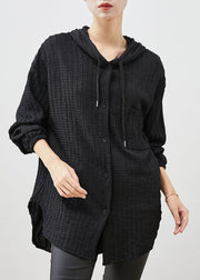 Black Oversized Cotton Shirt Hooded Spring