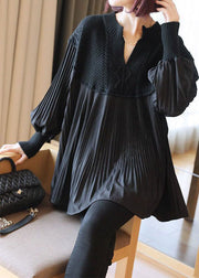 Black Patchwork Knit Tops Oversized Spring