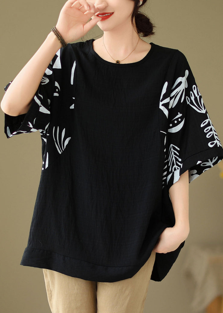 Black Patchwork T Shirt Short Sleeve