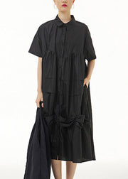 Black Peter Pan Collar Cozy Vacation Long Dresses