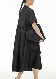 Black Peter Pan Collar Cozy Vacation Long Dresses