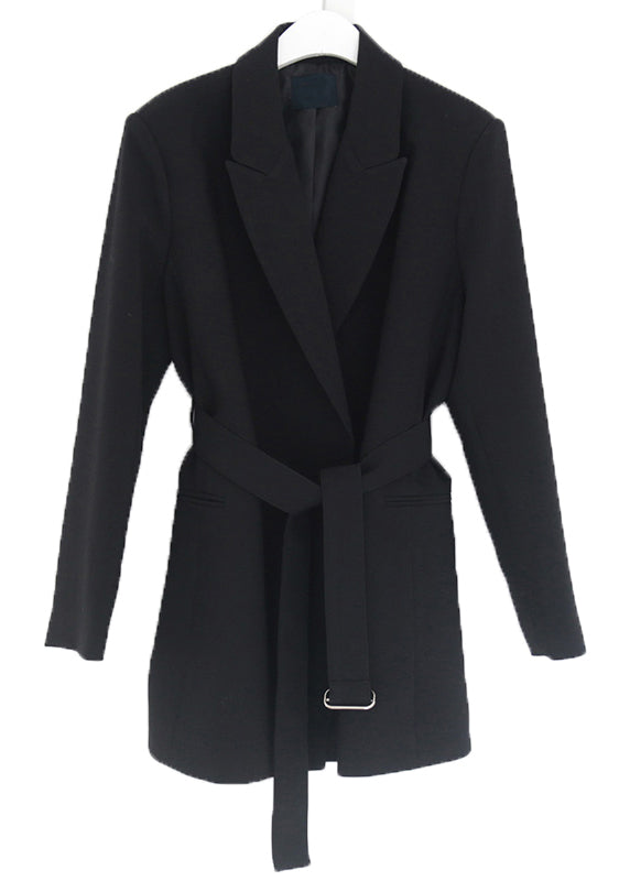 Black Peter Pan Collar Sashes Coats Long Sleeve