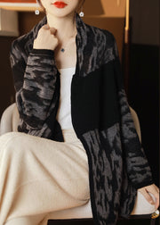 Black Pockets Cozy Wool Knit Cardigan V Neck Spring