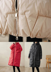 Black Pockets Fine Cotton Filled Coats Hooded Zippered Winter