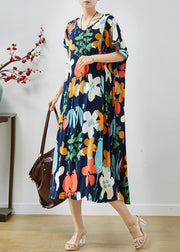 Black Print Cotton Vacation Dresses Ruffled Summer