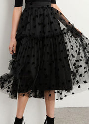 Black Ruffles Patchwork Dot Tulle Skirt Spring