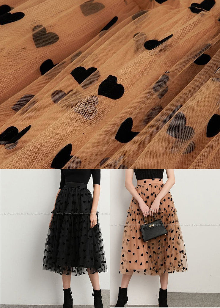 Black Ruffles Patchwork Dot Tulle Skirt Spring