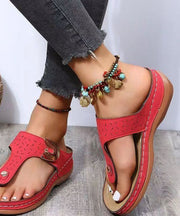 Black Sequined Rivet Splicing Beach Wedge Thong Sandals