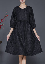 Black Spandex Vacation Dresses Ruffled Exra Large Hem Half Sleeve