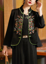 Black Stand Collar Patchwork Button Shirt Bottoming Shirt