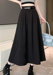 Black Stylish Exra Large Hem High Waist Skirt Spring