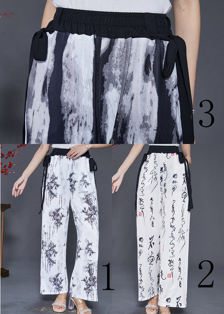 Black Tie Dye Chiffon Straight Pants Trousers Draping Fall