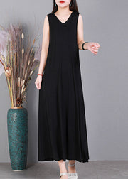 Black V Neck Cotton Cardigans And Dress Two Pieces Set Long Sleeve