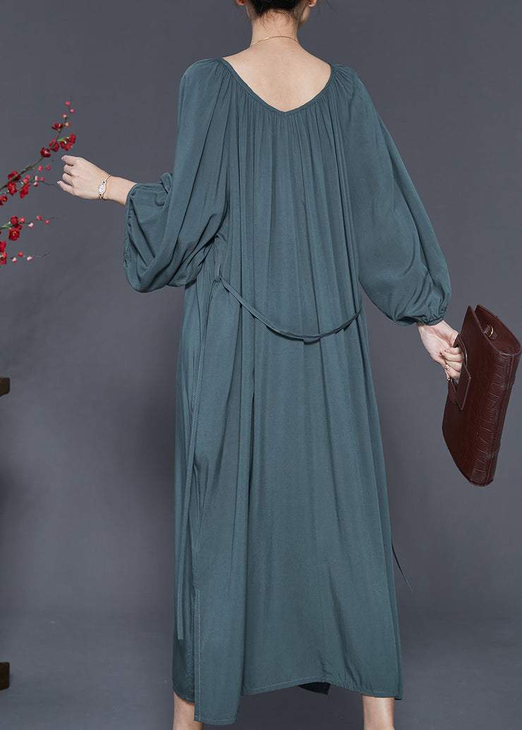 Blackish Green Cotton Robe Dresses Oversized Spring