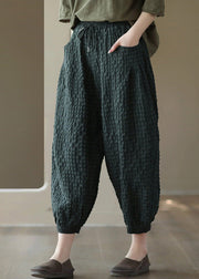 Blackish Green Tie Waist Cozy Crop Pants