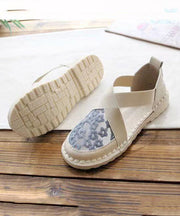 Blue Breathable Mesh Vintage Embroideried Splicing Flat Feet Shoes