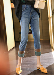 Blue Button Straight Jeans Summer