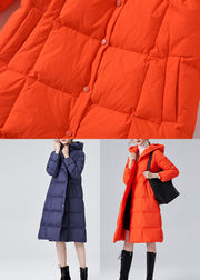 Blue Warm Duck Down Puffers Jackets Hooded  Winter