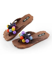 Bohemian Beach Flip Flops Splicing Ball Decorated