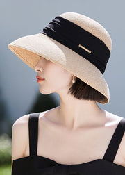 Bohemian Beige Large Brim Straw Woven Sunscreen Floppy Sun Hat