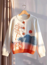 Bohemian Beige Print Button Knit Sweaters Fall