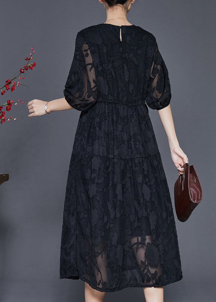 Bohemian Black Jacquard Chiffon Robe Dresses Summer