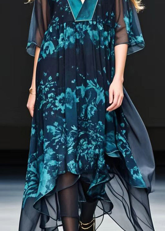 Bohemian Black Oversized Print Chiffon Robe Dresses Summer