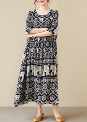 Bohemian Black Oversized Print Cotton Dresses Summer